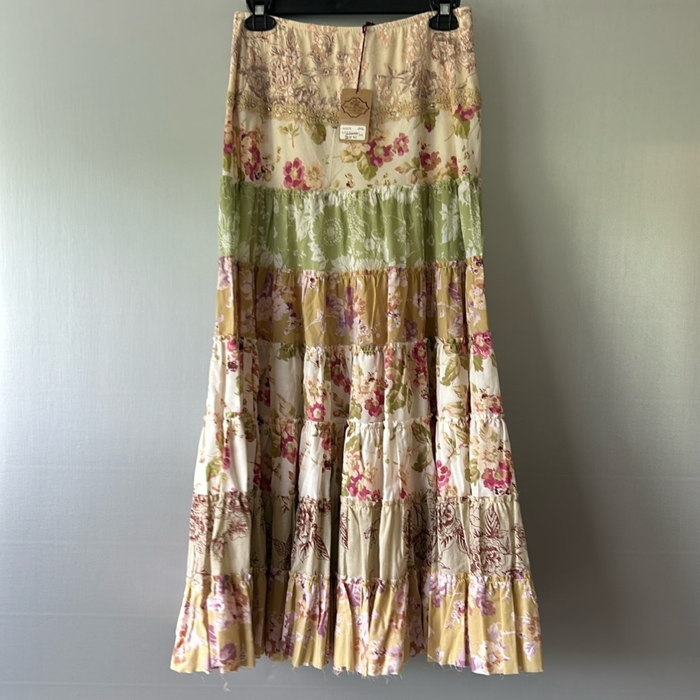 Look skirt ๐ฏ cotton NWT size small floral fabric print granny core steam punk